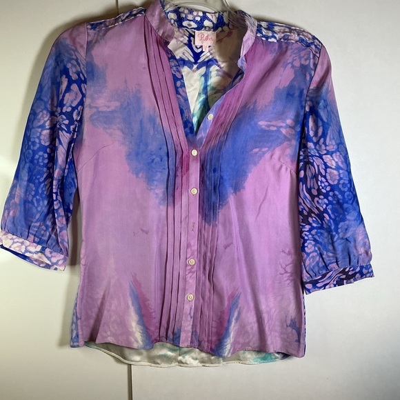 Parker Tops - Parker Purple and Blue Blouse A0224